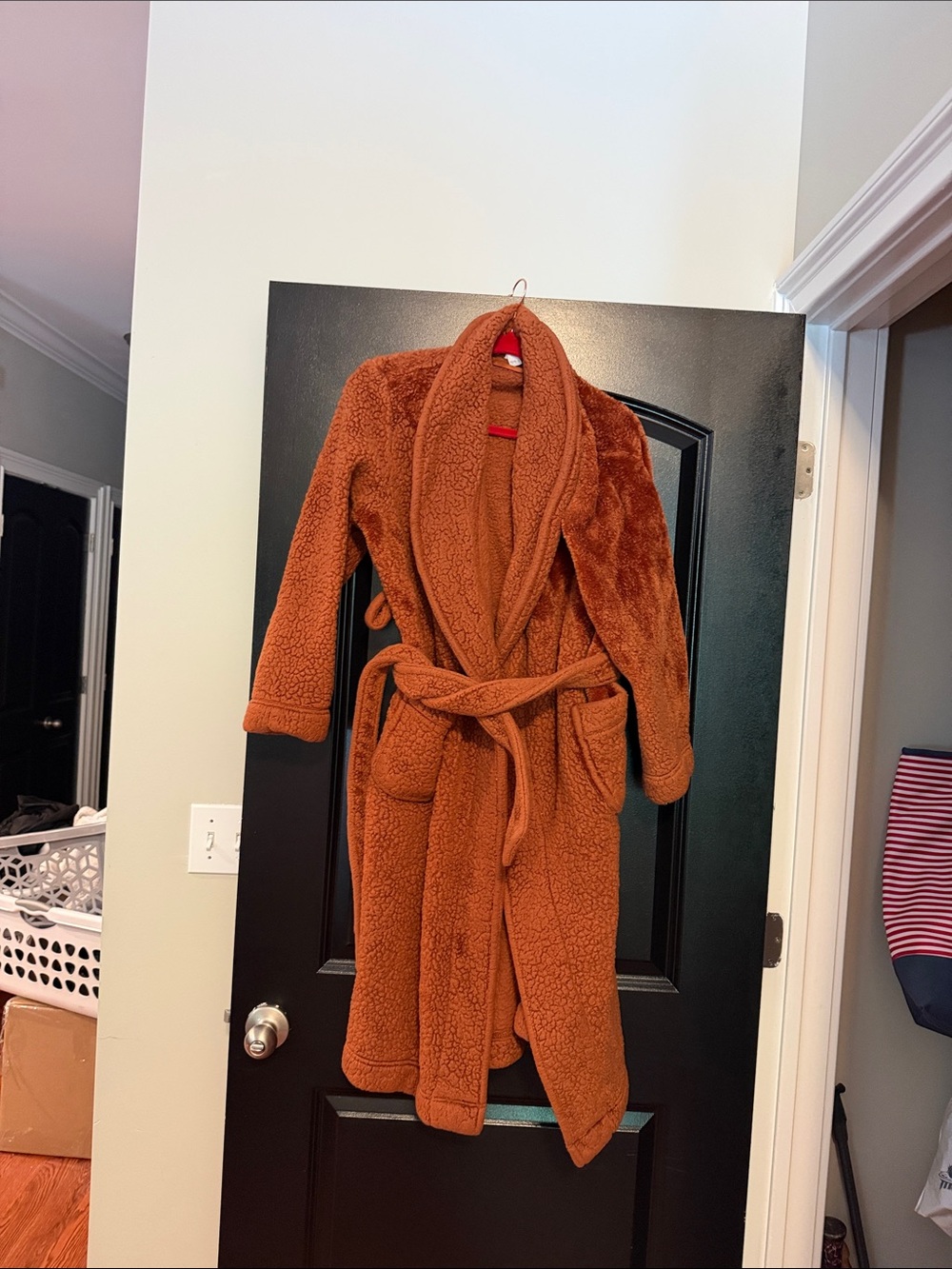 stars above Plush Sherpa Robe in Rust Orange